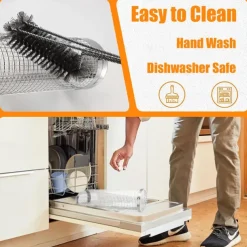 Rolling Grill Basket with Fixed Base Rotatable BBQ Vegetable Grill Basket Stainless Steel BBQ Grilling Mesh Basket for Outdoor Grill Fish Veggies Shrimp Rotisserie Fries Camping Portable BBQ