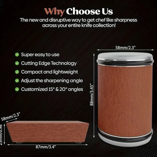 Rolling Knife Sharpener Kit - Easy to Use Knife Sharpening - Knife Sharpeners for Kitchen Knives. Sharpener with Industry Diamonds for Steel of Any Hardness, 15/20° Magnetic Angle Base