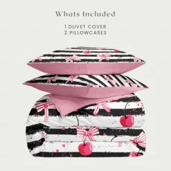 Romantic Duvet Cover Full Size Bedding Set Bed Sets Quilt Cover Soft Lightweight Comforter Cover with 2 Pillowcases for Summer Spring