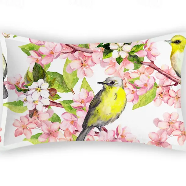 Romantic Style Pillowcases, Flowers And Birds, Natural Plant Flannel, Imitation Satin, Satin Pillowcases American Style Pillowcases