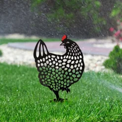 Rooster Animal Stakes, Chicken Family Garden Silhouette Yard Art, Hollow Out Animal Shape Decor for Outdoor-for Lawns Backyard