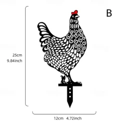 Rooster Animal Stakes, Chicken Family Garden Silhouette Yard Art, Hollow Out Animal Shape Decor for Outdoor-for Lawns Backyard