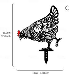 Rooster Animal Stakes, Chicken Family Garden Silhouette Yard Art, Hollow Out Animal Shape Decor for Outdoor-for Lawns Backyard