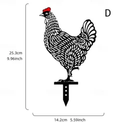 Rooster Animal Stakes, Chicken Family Garden Silhouette Yard Art, Hollow Out Animal Shape Decor for Outdoor-for Lawns Backyard