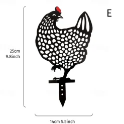 Rooster Animal Stakes, Chicken Family Garden Silhouette Yard Art, Hollow Out Animal Shape Decor for Outdoor-for Lawns Backyard