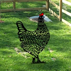 Rooster Animal Stakes, Chicken Family Garden Silhouette Yard Art, Hollow Out Animal Shape Decor for Outdoor-for Lawns Backyard