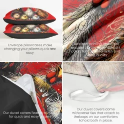 Rooster Funny Duvet Cover Set 100% Cotton Soft and Comfortable Bedding Set with Fun Rooster Print Cozy and Stylish Perfect for Bedroom Decor Easy Care and Machine Washable