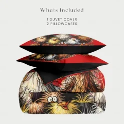 Rooster Funny Duvet Cover Set 100% Cotton Soft and Comfortable Bedding Set with Fun Rooster Print Cozy and Stylish Perfect for Bedroom Decor Easy Care and Machine Washable