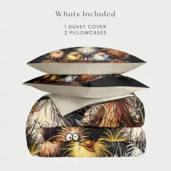 Rooster Funny Duvet Cover Set 100% Cotton Soft and Comfortable Bedding Set with Fun Rooster Print Cozy and Stylish Perfect for Bedroom Decor Easy Care and Machine Washable