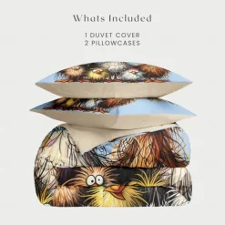 Rooster Funny Duvet Cover Set 100% Cotton Soft and Comfortable Bedding Set with Fun Rooster Print Cozy and Stylish Perfect for Bedroom Decor Easy Care and Machine Washable