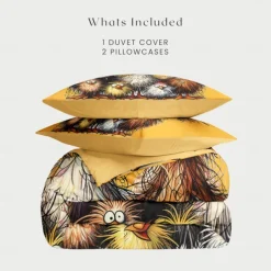 Rooster Funny Duvet Cover Set 100% Cotton Soft and Comfortable Bedding Set with Fun Rooster Print Cozy and Stylish Perfect for Bedroom Decor Easy Care and Machine Washable
