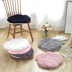 Rose Flower Chair Seat Cushion Fluffy Chair Pad Soft Plush Seat Pillow Home Office Floor Pillow Sofa No Slip Sofa Chair Pads Chair Cushion Comfort Armchair Car Seat Cushion Pain Relief Cushion