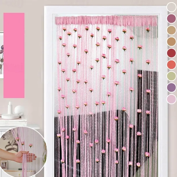 Rose Thread Door Curtain, 39x79 Inch Rose Thread Door Curtain, Privacy Door Frame Tassel Rose Thread Door Curtain For Home Decor Door Windows Valentine's Day