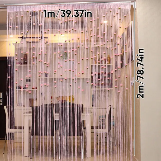 Rose Thread Door Curtain, 39x79 Inch Rose Thread Door Curtain, Privacy Door Frame Tassel Rose Thread Door Curtain For Home Decor Door Windows Valentine's Day
