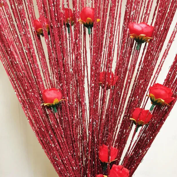 Rose Thread Door Curtain, 39x79 Inch Rose Thread Door Curtain, Privacy Door Frame Tassel Rose Thread Door Curtain For Home Decor Door Windows Valentine's Day