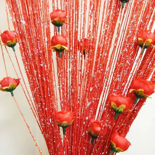 Rose Thread Door Curtain, 39x79 Inch Rose Thread Door Curtain, Privacy Door Frame Tassel Rose Thread Door Curtain For Home Decor Door Windows Valentine's Day