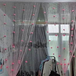 Rose Thread Door Curtain, 39x79 Inch Rose Thread Door Curtain, Privacy Door Frame Tassel Rose Thread Door Curtain For Home Decor Door Windows Valentine's Day