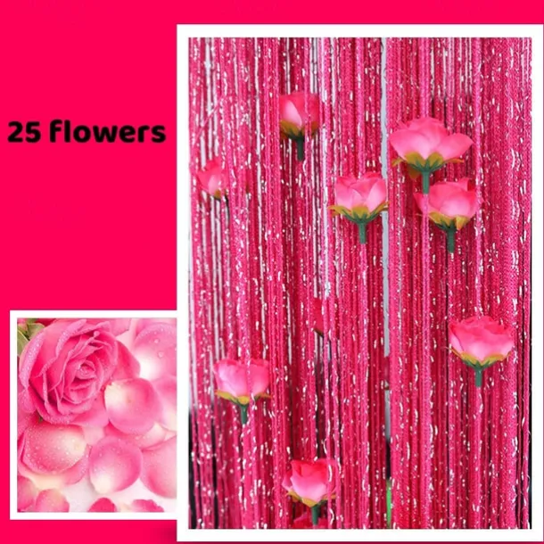 Rose Thread Door Curtain, 39x79 Inch Rose Thread Door Curtain, Privacy Door Frame Tassel Rose Thread Door Curtain For Home Decor Door Windows Valentine's Day