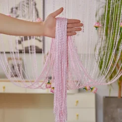 Rose Thread Door Curtain, 39x79 Inch Rose Thread Door Curtain, Privacy Door Frame Tassel Rose Thread Door Curtain For Home Decor Door Windows Valentine's Day