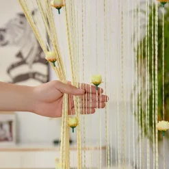 Rose Thread Door Curtain, 39x79 Inch Rose Thread Door Curtain, Privacy Door Frame Tassel Rose Thread Door Curtain For Home Decor Door Windows Valentine's Day