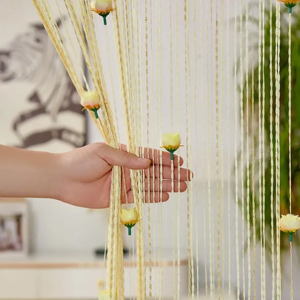 Rose Thread Door Curtain, 39x79 Inch Rose Thread Door Curtain, Privacy Door Frame Tassel Rose Thread Door Curtain For Home Decor Door Windows Valentine's Day