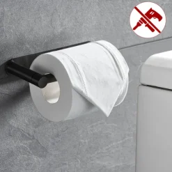 Rotatable/Foldable Toilet Paper Holder Self-adhesive Roll Paper Holder 304 Stainless Steel Paper Towel Holder Black Brushed