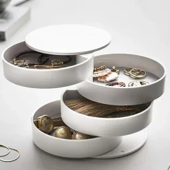 Rotating Jewelry Organizer, 1PC Rotating Multi-layer Desktop Storage Box, Hair Accessories Jewelry Makeup BoxNWith Lid, Dustproof Jewelry Box, Jewelry Storage Box