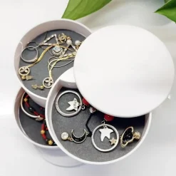 Rotating Jewelry Organizer, 1PC Rotating Multi-layer Desktop Storage Box, Hair Accessories Jewelry Makeup BoxNWith Lid, Dustproof Jewelry Box, Jewelry Storage Box