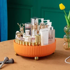 Rotating Storage Rack,Makeup Perfume Organizer, 360 Degree Rotating Cosmetic Desk Storage, Lotions Display Case, Round Gift Tray With Large Capacity, For Your Jewelry