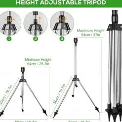 Rotating Tripod Sprinkler, 360 Degree Rotating Tripod Sprinkler, Garden Watering Irrigation System Tripod Automatic Rotating Sprinkler