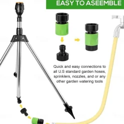 Rotating Tripod Sprinkler, 360 Degree Rotating Tripod Sprinkler, Garden Watering Irrigation System Tripod Automatic Rotating Sprinkler