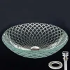 Round Basin Sink 16.5 inches, Tempered Glass Crystal Vessel Sink with Pop Up Drain and Mounting Ring, Washroom Art Basin Countertop Artistic Above Counter Vanity Bowl