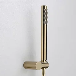 Round Golden Shower System Faucet Set Rainfall Shower Head 8 inch, Rough In Valve and Trim Kit Combo Kit, High Pressure Heldhead Wall Mounted for Bath Bathroom