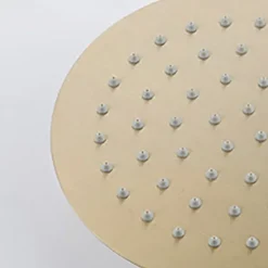 Round Golden Shower System Faucet Set Rainfall Shower Head 8 inch, Rough In Valve and Trim Kit Combo Kit, High Pressure Heldhead Wall Mounted for Bath Bathroom