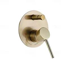 Round Golden Shower System Faucet Set Rainfall Shower Head 8 inch, Rough In Valve and Trim Kit Combo Kit, High Pressure Heldhead Wall Mounted for Bath Bathroom