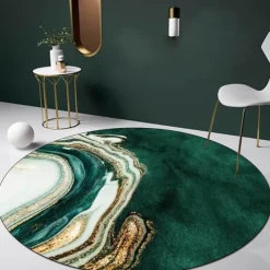 Round Houndstooth Area Rug Floor Decor Non Slip Absorbent Carpet For Entryway Bedroom Living Room Sofa Home Deco