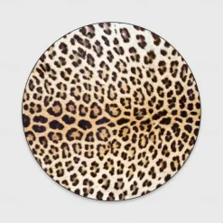 Round Leopard Print Area Rug Floor Decor Non Slip Absorbent Carpet For Entryway Bedroom Living Room Sofa Home Deco