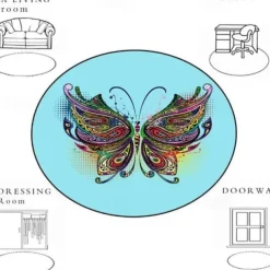 Round Leopard Print Area Rug Floor Decor Non Slip Absorbent Carpet For Entryway Bedroom Living Room Sofa Home Deco