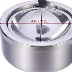 Round Push Down Ashtray Stainless Steel Ash Container Pocket Ashtray Outdoor Tabletop Ashtrays Decorative Wind Resistant Cigarette Ash Holder Desktop Ornament for Home Bar