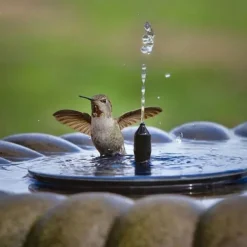 Round Solar Fountain Outdoor Landscape Pool Pond Water Pump Waterfall Decor Black