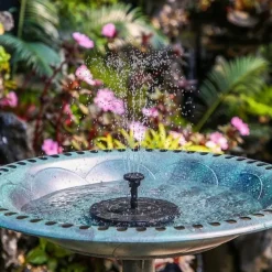 Round Solar Fountain Outdoor Landscape Pool Pond Water Pump Waterfall Decor Black
