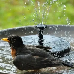 Round Solar Fountain Outdoor Landscape Pool Pond Water Pump Waterfall Decor Black