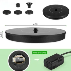 Round Solar Fountain Outdoor Landscape Pool Pond Water Pump Waterfall Decor Black