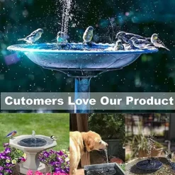 Round Solar Fountain Outdoor Landscape Pool Pond Water Pump Waterfall Decor Black