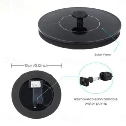 Round Solar Fountain Outdoor Landscape Pool Pond Water Pump Waterfall Decor Black