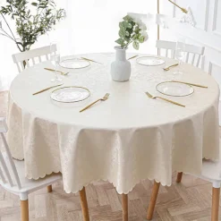 Round Table Cloth Vinyl Tablecloth Wipe Clean Spring Tablecloth Oilcloth Farmhouse Outdoor Picnic Cloth Table Cover For Wedding Dining