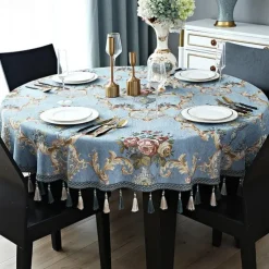 Round Tablecloth Farmhouse Table Cloth Spring Tablecloth Round Outdoor Cloth Table Cover Oval Rectangle For Picnic,Wedding,Dining,Easter,Kitchen