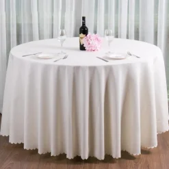 Round Tablecloths Fabric Table Cover Linens for Wedding Party Polyester Reception Banquet Events Kitchen Dining