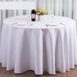 Round Tablecloths Fabric Table Cover Linens for Wedding Party Polyester Reception Banquet Events Kitchen Dining