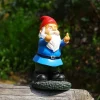 Rude Gnome,Funny Garden Gnomes Colorful Garden Ornaments Double Middle Fingers Resin Statues for Lawn Yard